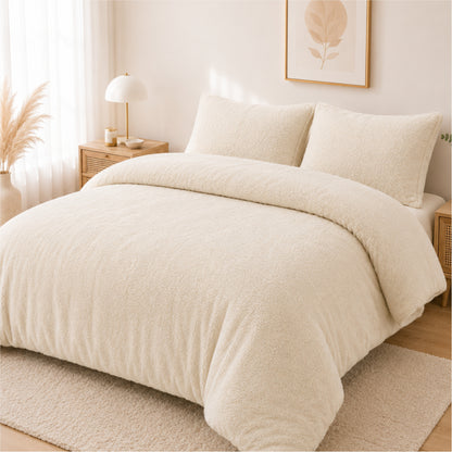 Duvet Cover Teddy Bear Fleece with Pillowcases in Single Double King Super King