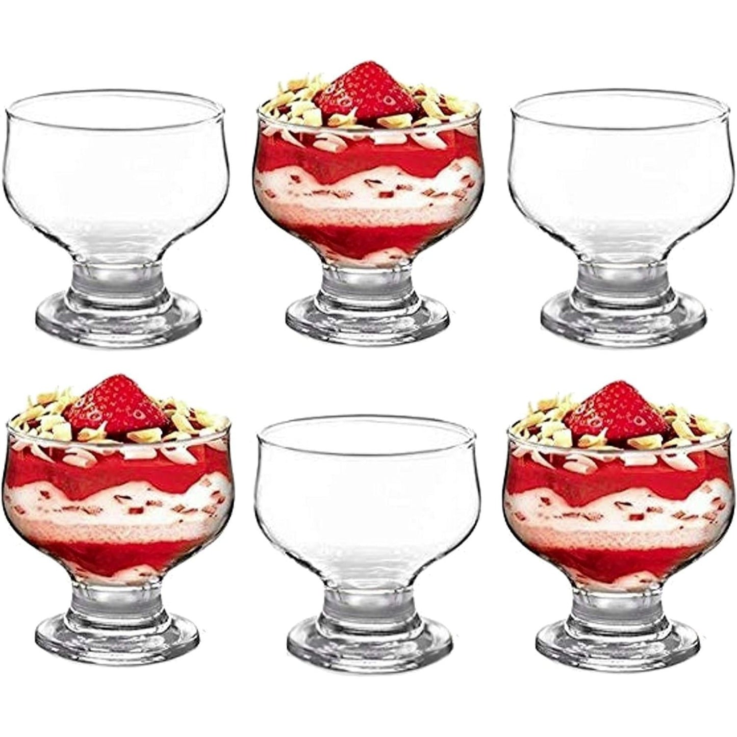 Glass Dessert Bowls Sundae Ice Cream Set of 6 Short Stemmed Tulip Prawn Cocktail Glasses Fruit Salads Pudding Dishes Footed Dessert Sundae Cocktail Bowls