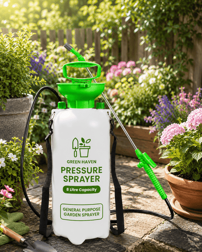 1pc 8L Pump Pressure Sprayer – Manual Garden Water Spray Bottle with Adjustable Shoulder Strap – High Pressure Sprayer for Plants, Lawn Care, Weed Control & Household Cleaning