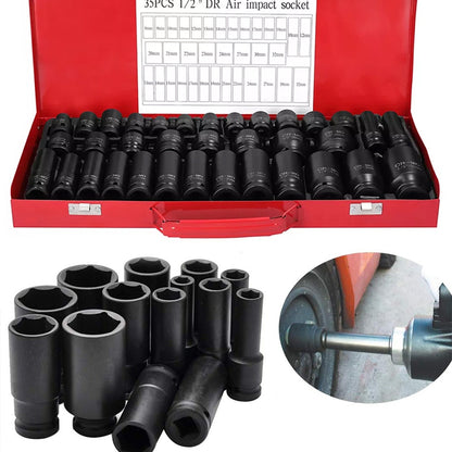 Heavy Duty 40pcs Car Truck Deep Impact 8-32mm 1/2 Inch Black Finish Heavy Duty Socket Set For Auto Repair Cool Gadgets