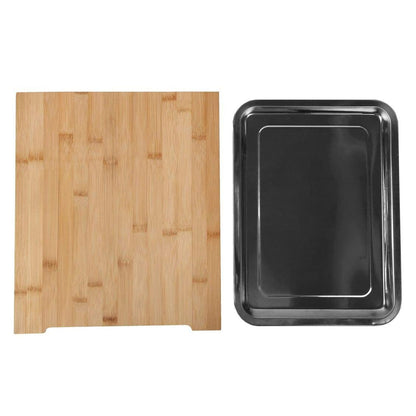 Taylor & Brown Bamboo Organic Wooden Chopping Board Cutting Slicing with Sliding Stainless Steel Tray for Food Prep, Meat, Vegetables & Bread, 35cm x 24cm x 4cm