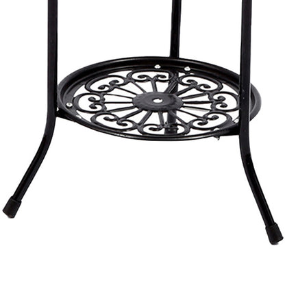 Iron Flower Pot Rack Tall Plant Stand Rack 2 Tier Flower Pot Holder Rustproof Plant Display Rack, Round Planter Shelves for Home Garden Patio Balcony Office Living Room Bathroom 24*50cm Black