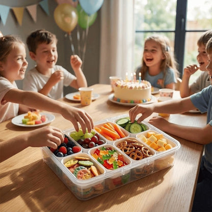 8-Compartment Snack Box with Lid & Handle – Reusable Divided Food Container for Parties, Picnics, Meal Prep & Freezer Storage