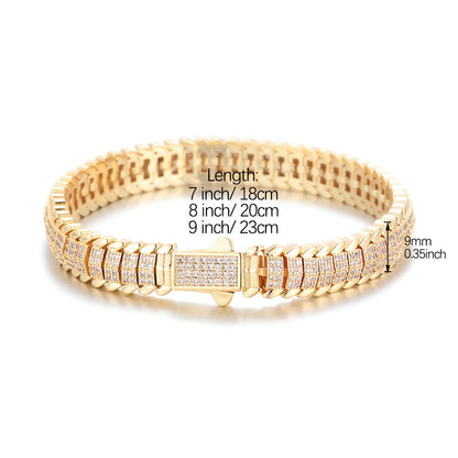 ICEDCHICS 1pc 9MM Hip Hop Bracelet RAPPER Rap Bracelet Daily Party Wear Bracelet Romantic Holiday Holiday Gift
