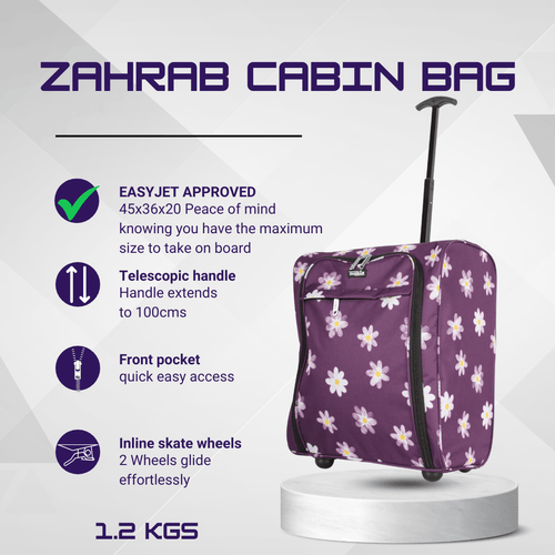 ZAHRAB 45x36x20 Underseat Bag Lightweight Hand Luggage Cabin Bag Trolley with Wheels Flight Bags Suit Case