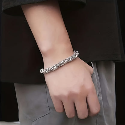925 Sterling Silver Fashionable Hip Hop Byzantine Bracelet, Handcrafted Solid Cut Braided Bracelet for Both Men And Women - Chic And Long-Lasting Design - Made of Sterling Silver - Ideal Gift for Any Occasion (Includes Gift Box)