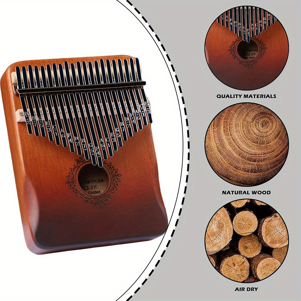 21 Keys Thumb Piano Kalimba set with Tuning Hammer & Accessories - Elegant Acoustic Musical Instrument for Beginners, Includes Storage Bag, Durable Wooden Construction, Perfect Holiday Gift, Musical Instruments