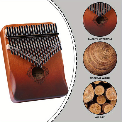 21 Keys Thumb Piano Kalimba set with Tuning Hammer & Accessories - Elegant Acoustic Musical Instrument for Beginners, Includes Storage Bag, Durable Wooden Construction, Perfect Holiday Gift, Musical Instruments