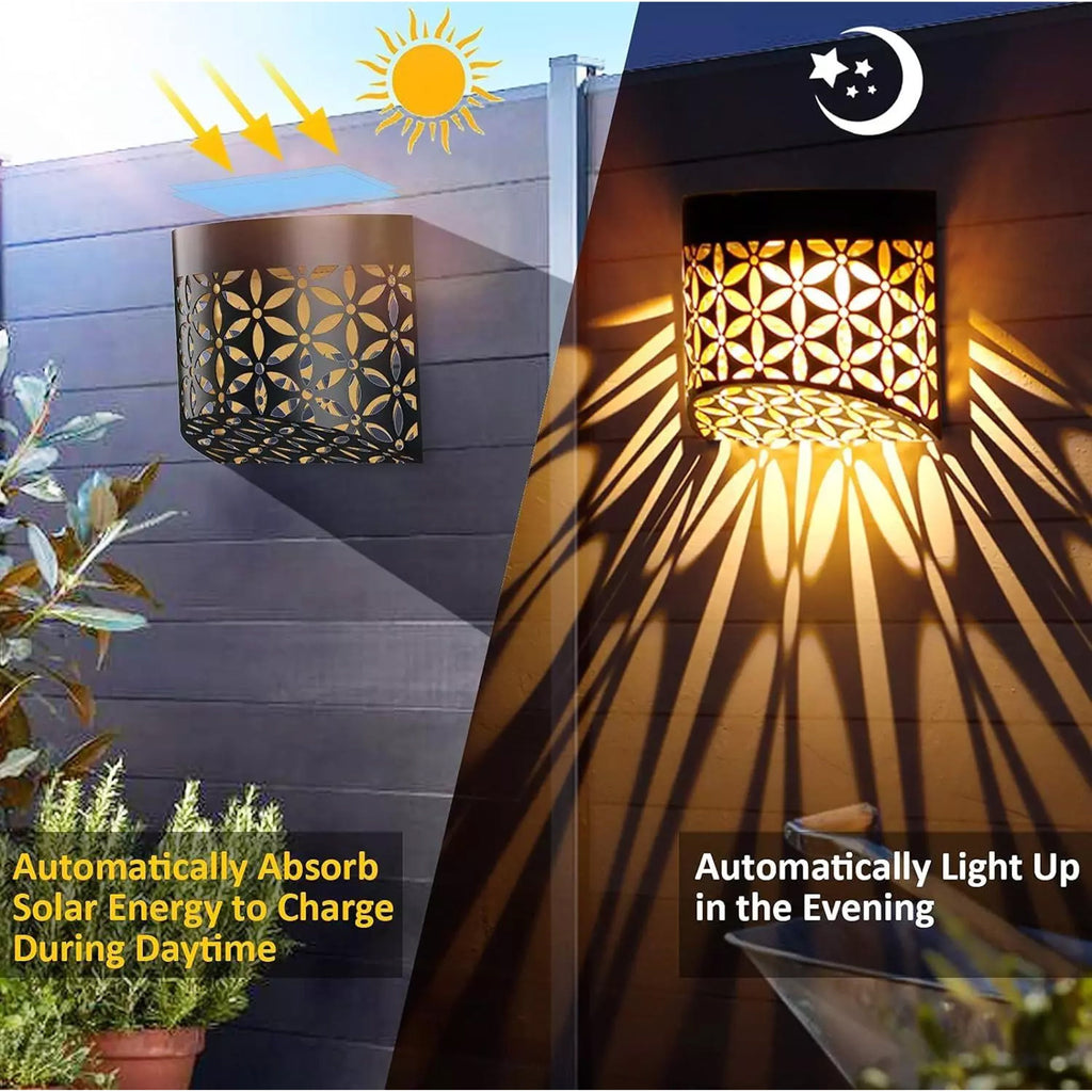 Petal Solar Fence Lights - 4 Pack Outdoor Wall Set