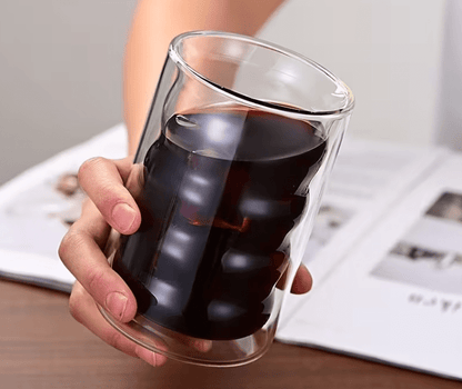 6pcs - 350ml, Latte Mocha, Double-Wall Heat-Resistant Glass Cappuccino, Latte, Tea, Coffee, Milk, Juice, Beer, Dual-Layer No-Handle Glass Cup with Built-In Spiral Lid, Perfect for Hot Beverages, Beverage Glassware, Sophisticated Drinkware, Heatresistant G