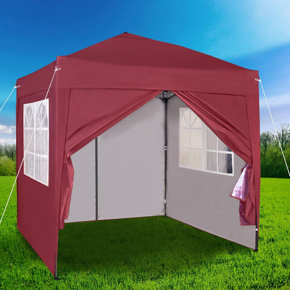 Pop-up Gazebo 2m x 2m With Sides Silver Protective Layer Waterproof Marquee Canopy