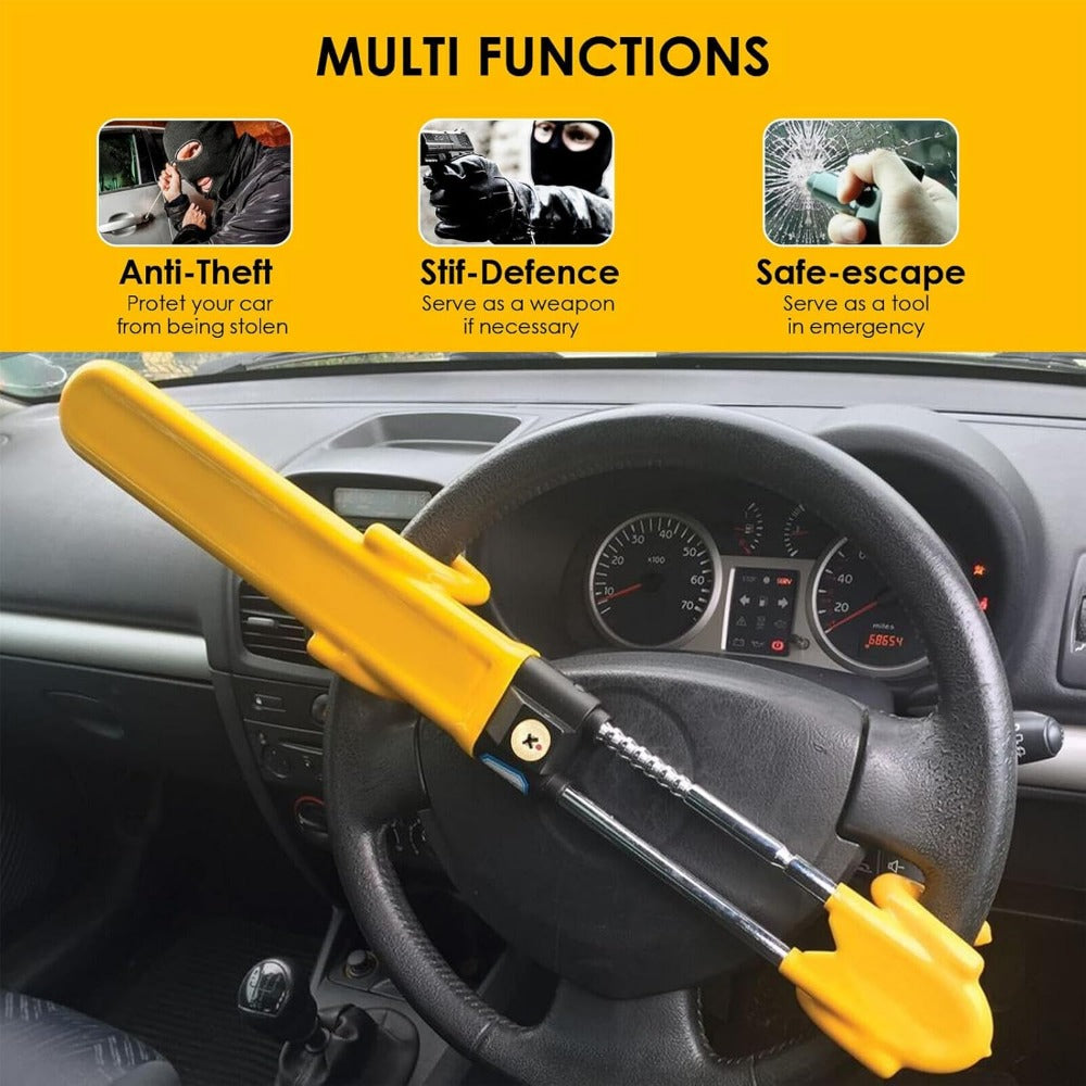 Heavy Duty Car Van Steering Wheel Lock High Security Anti Theft Twin Bar Hook