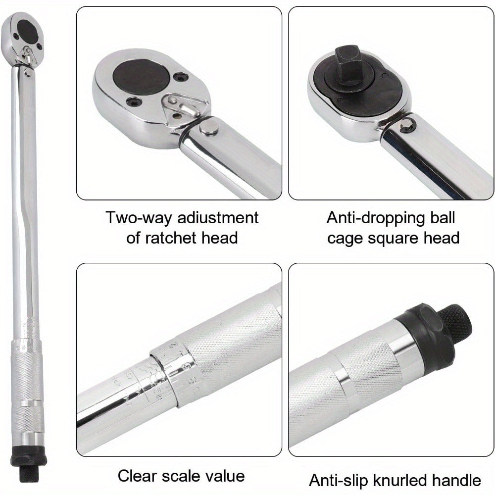 Torque Wrench 1/2" Drive 28–210 Nm Dual-Direction Adjustable Chrome Vanadium 46.5cm – Precision Ratchet Torque Wrench for Automotive & Mechanical Use