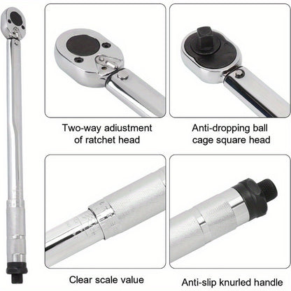 Torque Wrench 1/2" Drive 28–210 Nm Dual-Direction Adjustable Chrome Vanadium 46.5cm – Precision Ratchet Torque Wrench for Automotive & Mechanical Use