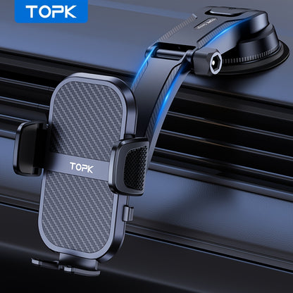 TOPK D46C 360° Rotatable Car Phone Holder, Dashboard Mount with Strong Suction for Hands-Free Use, Universal Fit for All Smartphones