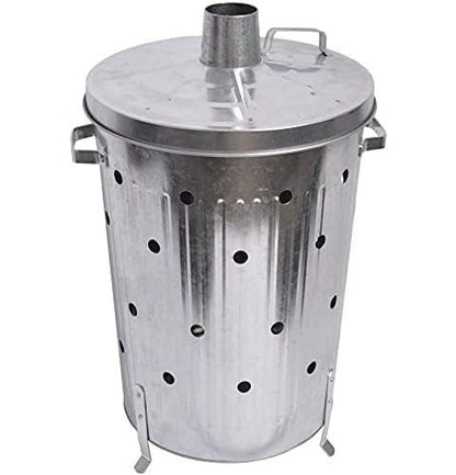 90 Litre Extra Large 90L Galvanised Metal Incinerator Recycle Garden Rubbish Fire Wood Burner Burning Leaves