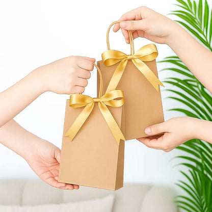 Kraft Paper Bags with Handles 100 Pack – Brown Gift Bags for Parties, Weddings, Retail, Christmas & Everyday Gift Wrapping
