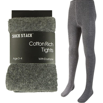 Pack Of 6 Girls Tights, School Uniform Multipack Soft Cotton Rich Winter Tights (3-12 Years)