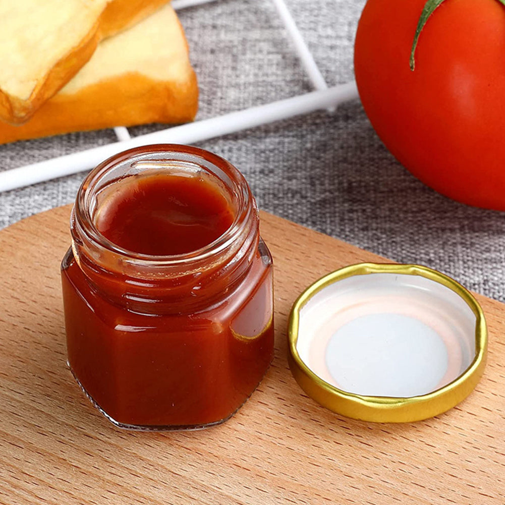 20 Pack Glass Jars With Lids, 45ML Mini Jars With Golden Lids Honey Spice Herb Jam Bottles Round Glass Jam Jars For Spices, Herbs, Jams, Crafts, Wedding Party Favors, Decor