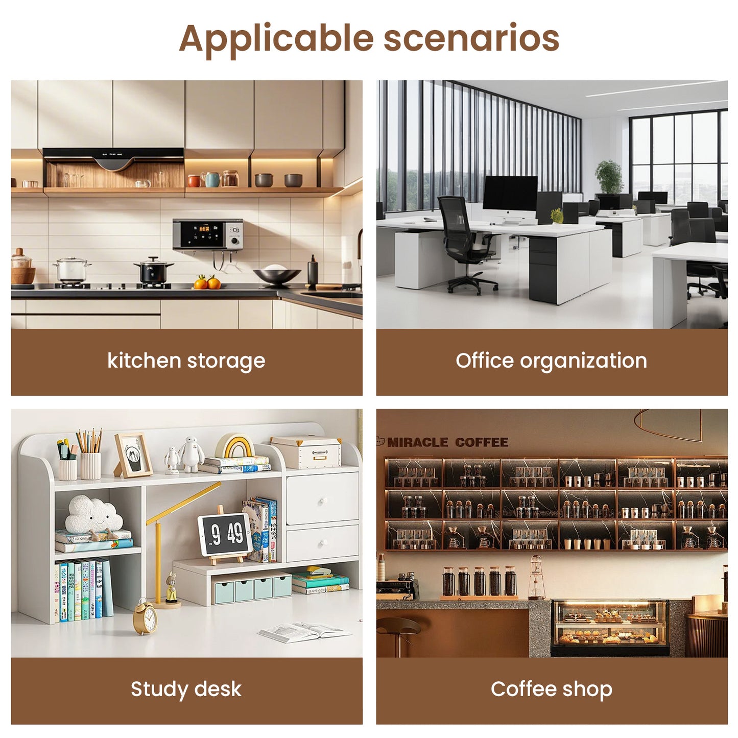Space-Saving Kitchen Countertop Storage Rack with Drawers And Metal Baskets - Sturdy And Durable Double-Layer Metal Storage Rack for Cookware, Tableware, And Condiments - Modern Black And White Design.