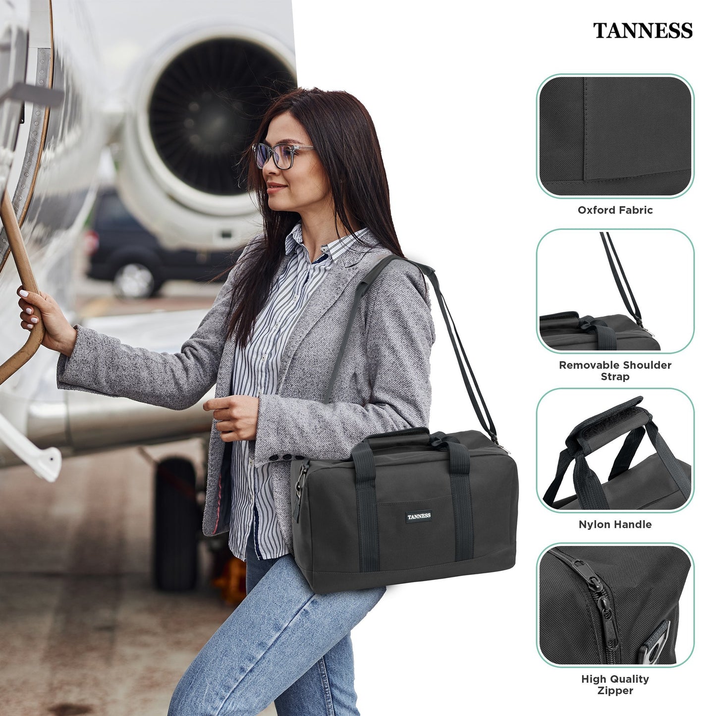 Tanness Ryanair 40x20x25 Cabin Bags with Adjustable Shoulder Strap | 40x20x25 Cabin Bag Holdall Bag, Travel Bag, Under Seat Cabin Bag | Hand Luggage Bag Carry On Bag | Cabin Suitcase Bags