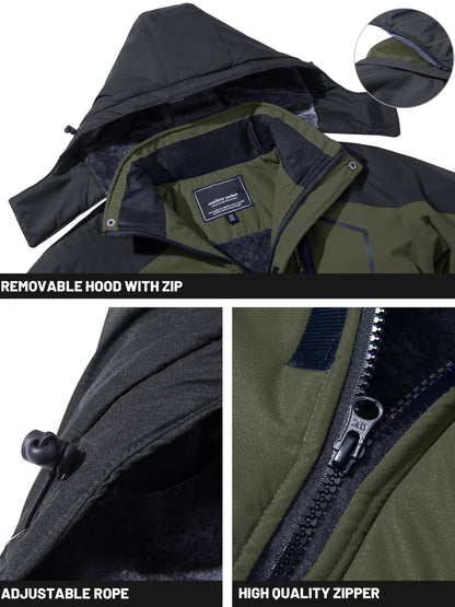 Men's Winter Warm Jackets Fleece Lined Coats Hooded Thermal Outdoor Thick Jacket Heavy Sport Hiking Jogging Camping Fishing Climbing Traveling Skiing Snowboarding Casual Parka