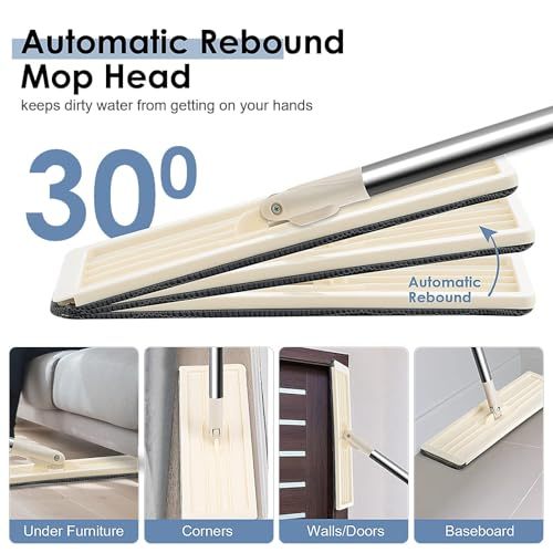 360° Flat Squeeze Microfiber Mop and Bucket Set Floor Mop and Bucket System Set Mop Home Floor Tiles Cleaning Wet Dry Cleaning Buckets for Floor Cleaning