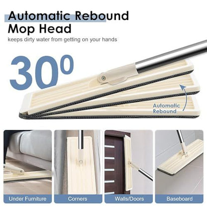 360° Flat Squeeze Microfiber Mop and Bucket Set Floor Mop and Bucket System Set Mop Home Floor Tiles Cleaning Wet Dry Cleaning Buckets for Floor Cleaning