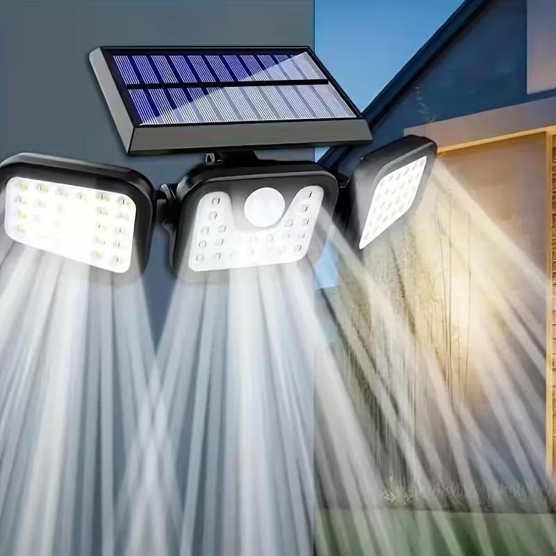 2-Pack Solar Wall Lights with 74 LEDs, 270° Wide Angle Motion Sensor Outdoor Security Light, 3 Lighting Modes, Waterproof Solar Powered Floodlight for Garage, Yard, Pathway, Front Door