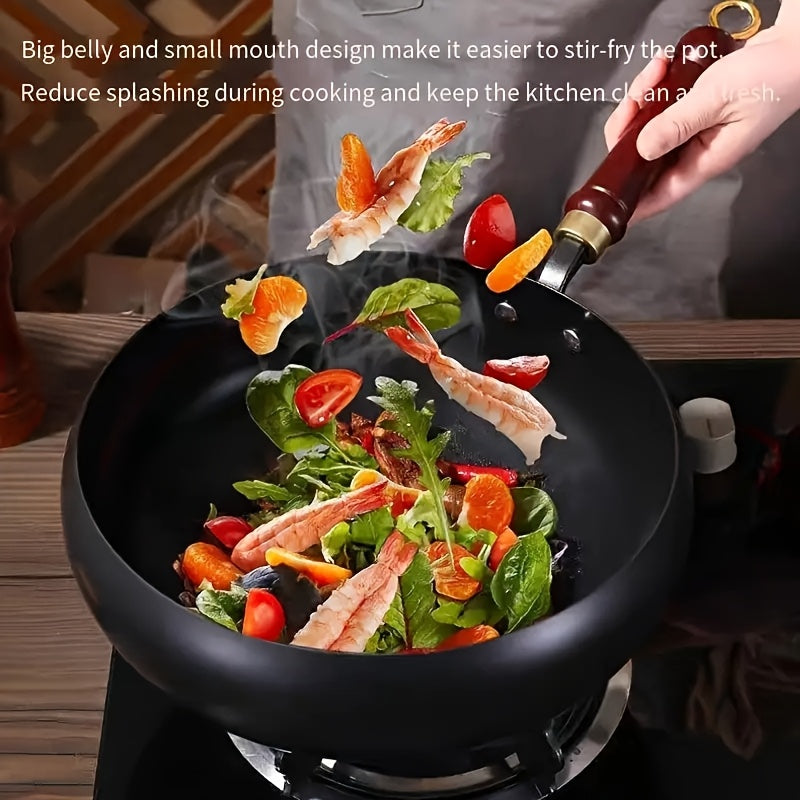 Uncoated Cast Iron Wok with Optional Lid