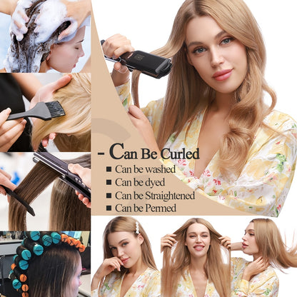 Set of 8 Clip-In Hair Extensions Made from Real Remy Human Hair, Perfect for Seamless Application. Ideal for Christmas Gifting, Available in Lengths from 18 to 55.88 cm, Especially for Black Friday