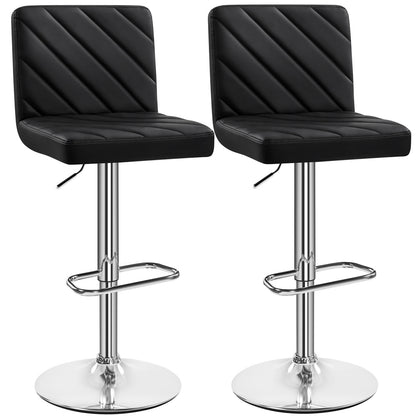 Costoffs Bar Stools Set of 2, Modern PU Leather Swivel Barstools, Height Adjustable, Dining Chairs with Backrest Footrest, Ideal for Kitchen Island Counter/Home Bar, Dark Grey/Black/White/Retro Brown/Light Gray