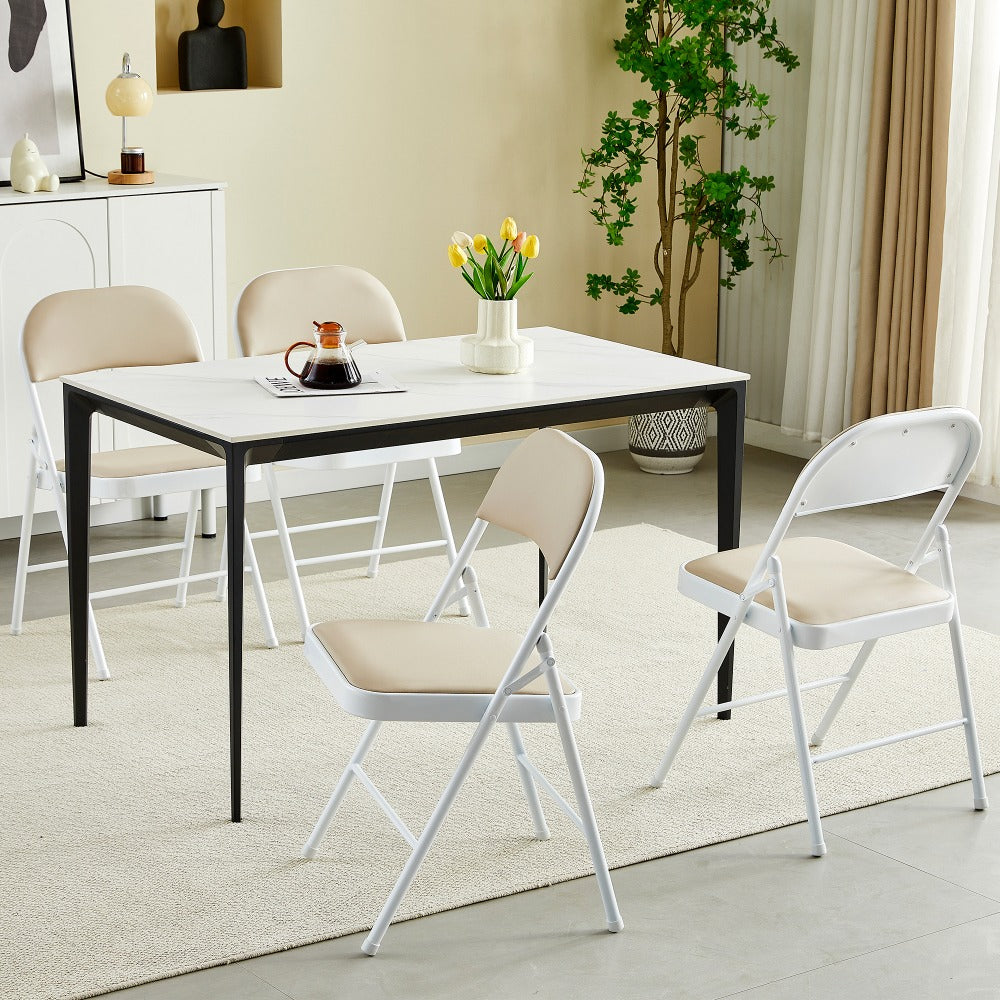 Faux Leather Folding Chairs Set of 4 with Metal Frame & Padded Seat – Foldable Dining, Office & Reception Chairs, Easy Fold & Store, 7 Colours