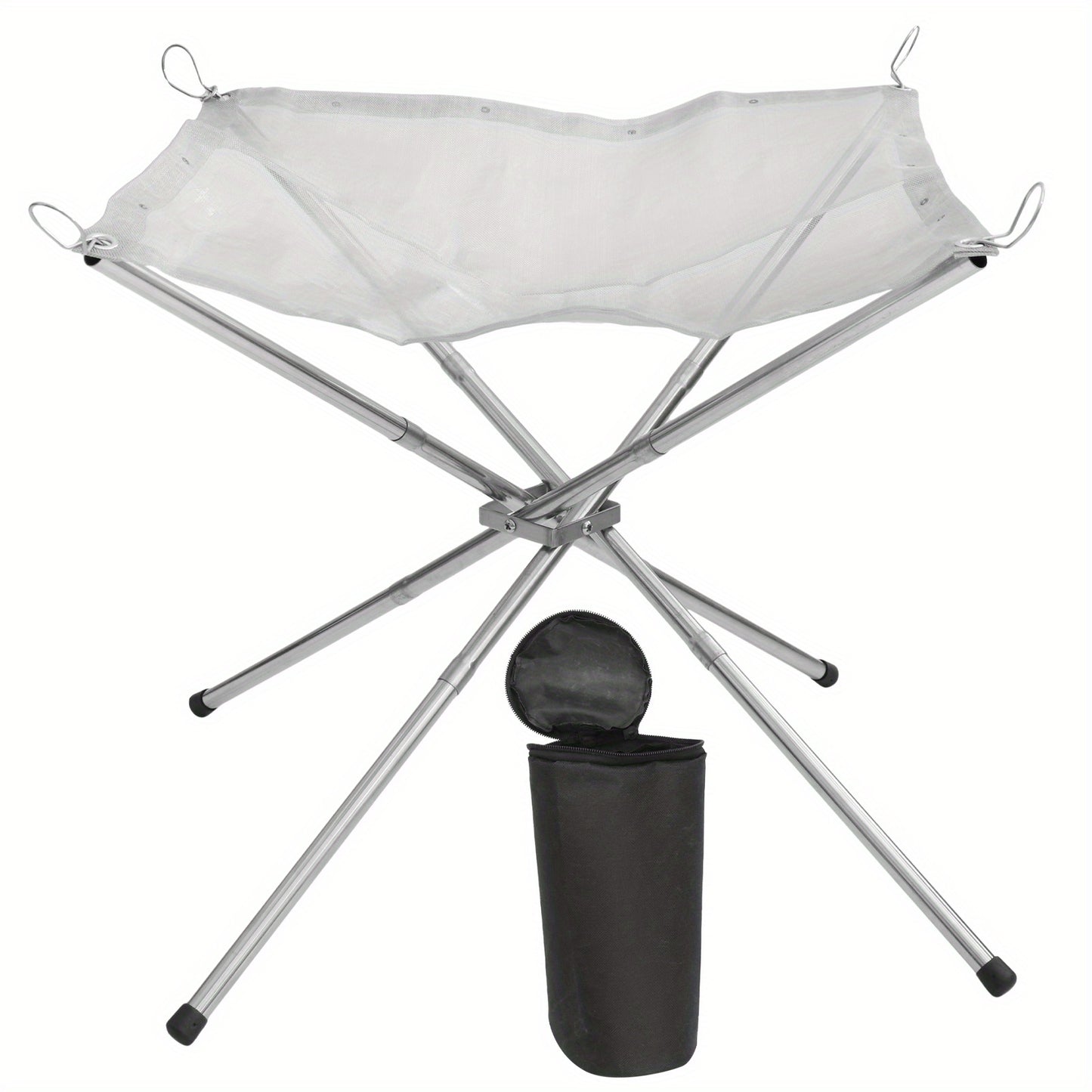 Mesh Camping Fire Pit, Folding Portable Steel Mesh Camping Fire Pit, Outdoor Wood Burning Bonfires Rack, Stainless Steel Fire Pit, with Carrying Bag BBQ Additions, Grill Additions, Outdoor Supplies