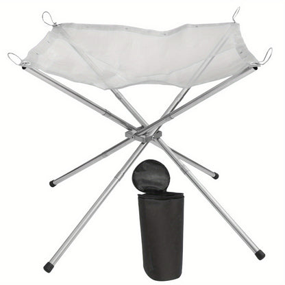 Mesh Camping Fire Pit, Folding Portable Steel Mesh Camping Fire Pit, Outdoor Wood Burning Bonfires Rack, Stainless Steel Fire Pit, with Carrying Bag BBQ Additions, Grill Additions, Outdoor Supplies