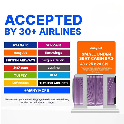 1611 RYANAIR UNDERSEAT CABIN TROLLEY CASE 40 X 25 X 20 CM DETACHABLE WHEELS