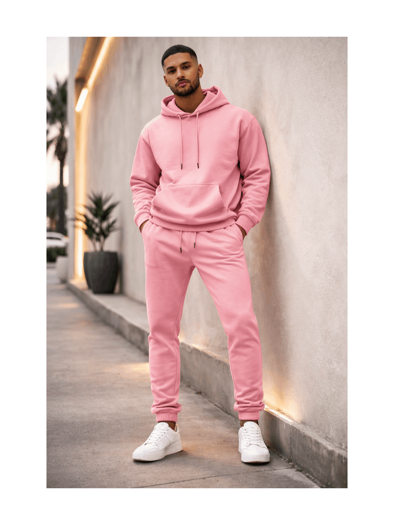Men'S Outfit Two-Piece Set Featuring a Hooded Long-Sleeve Sweatshirt And Long Pants Solid Colour Knit Fabric Tracksuit, Regular Fit, Perfect Gift for Men, Daily & Outdoor Wear Large Pockets Matching For All Seasons S-XL