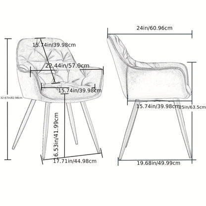 Contemporary Upholstered Velvet Dining Chairs Featuring Armrests, Suitable for Kitchens, Leisure Lounges, Living Rooms, Bedrooms, And Reception Areas