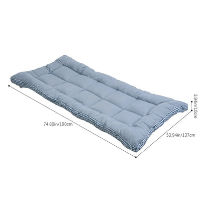 Ultra-soft and Comfortable Brushed Quilted Mattress Topper, Extra-thick Foldable Mattress Topper with Side Plaid Design, Breathable and Durable Bed Mattress Pad Cover, with Strap Design, Medium Hardness, Luxury Bedding for Bedroom, Apartment, Guest Room,