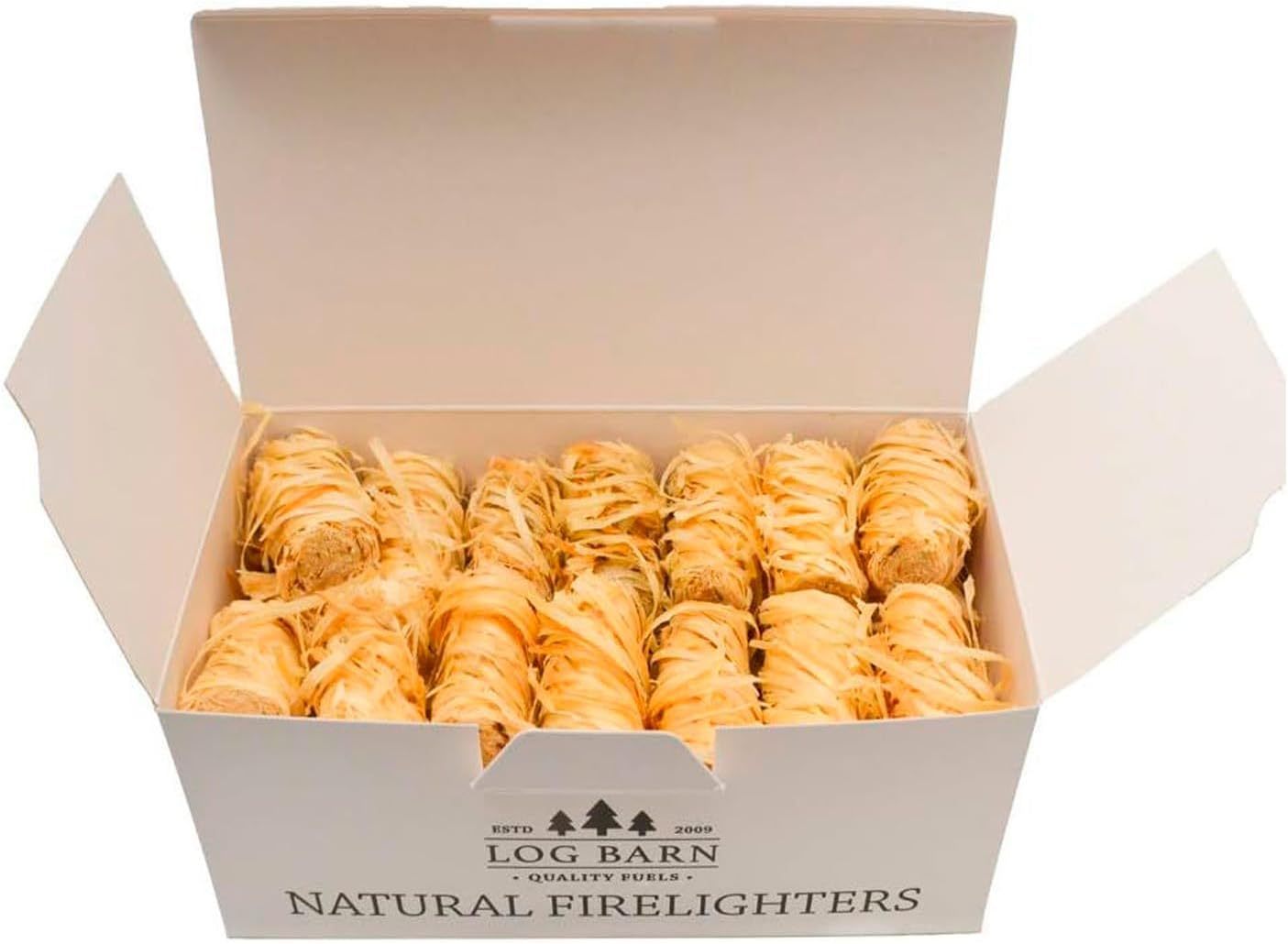 Box of 36 Wood Wool Firelighters Log Barn Natural Firelighters Fire Lighters for Wood Burners, Pizza Ovens & Open Fires. BBQ Lighters, Fire Starters for Log Burners – Genuine Log Barn Fire Wood & Eco Firelighters