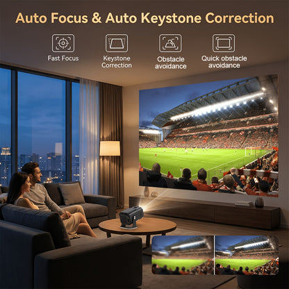 Mini Smart Portable Projector Supports 4K Video Decoding, Native 1080P, Runs Android 11, And Supports WiFi 6 And Wireless 5.0, Wireless 5.4, Dual-band, And HDTV/USB/AV Input, Making It Suitable For Home Theaters