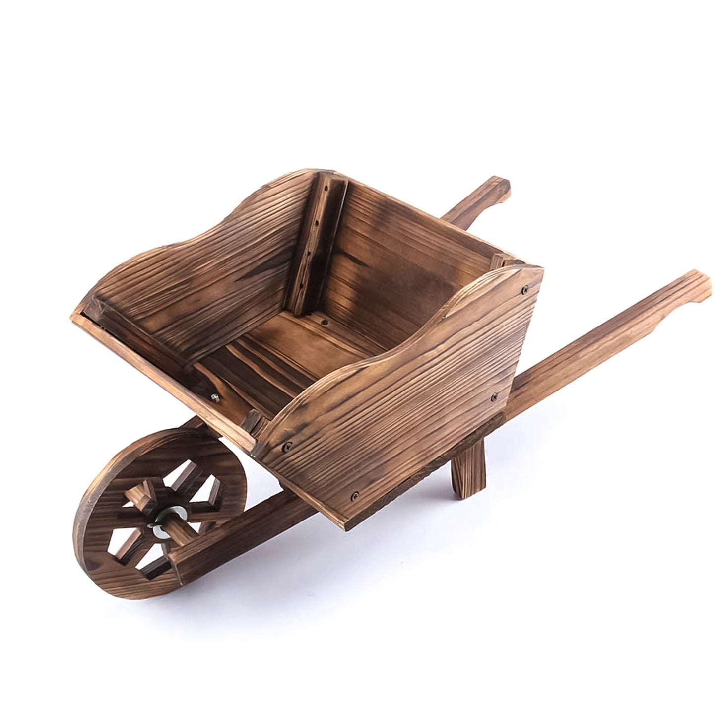 Wooden Wheelbarrow Planter | Wooden Planter for Outdoor | Wooden Flower Cart | Indoor plant Pot | Heavy Duty Rustic Wooden Flower Pot for Garden, Balcony and Patio