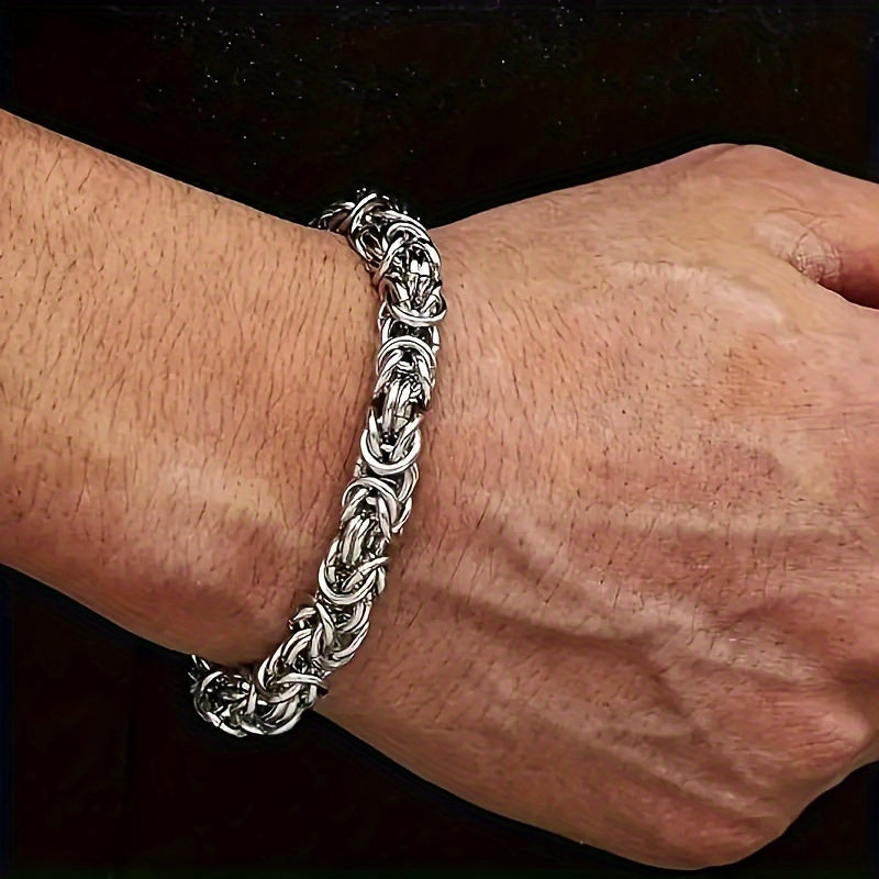 925 Sterling Silver Fashionable Hip Hop Byzantine Bracelet, Handcrafted Solid Cut Braided Bracelet for Both Men And Women - Chic And Long-Lasting Design - Made of Sterling Silver - Ideal Gift for Any Occasion (Includes Gift Box)