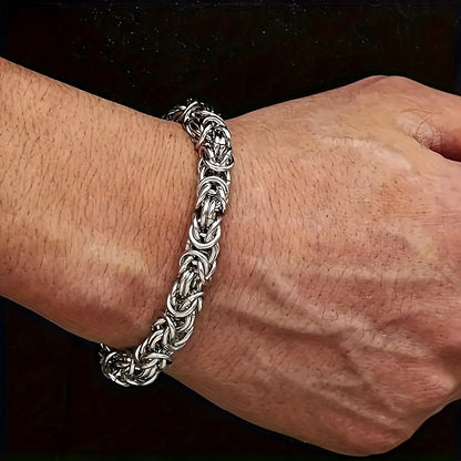 925 Sterling Silver Fashionable Hip Hop Byzantine Bracelet, Handcrafted Solid Cut Braided Bracelet for Both Men And Women - Chic And Long-Lasting Design - Made of Sterling Silver - Ideal Gift for Any Occasion (Includes Gift Box)