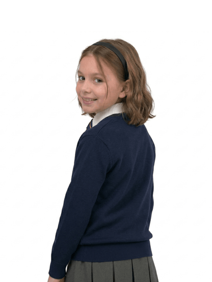 GW CLASSY OUTFIT Boys & Girls V-Neck School Jumper – Kids Unisex Long Sleeve Fleece Uniform Soft & Comfortable Sweatshirt