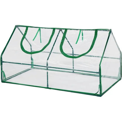 120 x 60 x 60 Cm Mini Greenhouse Tent - Steel Frame, Clear PVC Cover, Zippered Windows - Portable Greenhouse for Plants and Vegetables