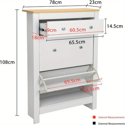 Shoe Cabinet, Wooden Shoe Storage Cabinet,Shoe Storage,Shoe Storage Cabinet For Hallway,For Living Room Bedroom Hall White H 108 X W 78 X D 23 cm