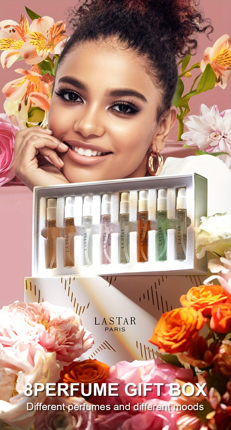 LASTAR Perfume Gift Set, Featuring 8 Pocket Perfumes of Each, a Collection of Fresh And Fragrant Long-Lasting Scents for Women, with a Variety of Woody, Fruity, And Floral Aromas, an Essential Item for Home And Outings