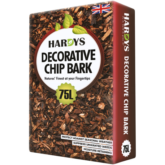 Hardys 75L Pine Landscape Bark Chippings for Garden - Decorative Wood Bark Chips - Mulches Down, Insulates Roots, Weed Control - Path, Playground, Border Wood Chippings for Garden