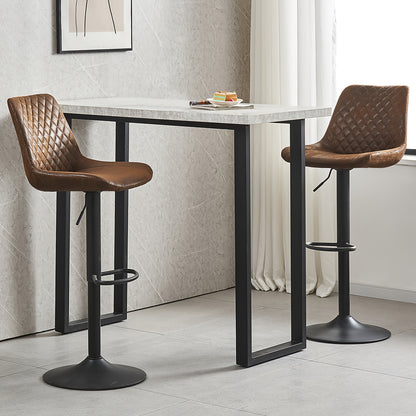 Height Adjustable Velvet Bar Stools Set of 1 or 2, Gas Lift Breakfast Barstool with Back & Footrest, Diamond Stitch Steel Frame Counter Stool for Kitchen Island Pub Home Bar
